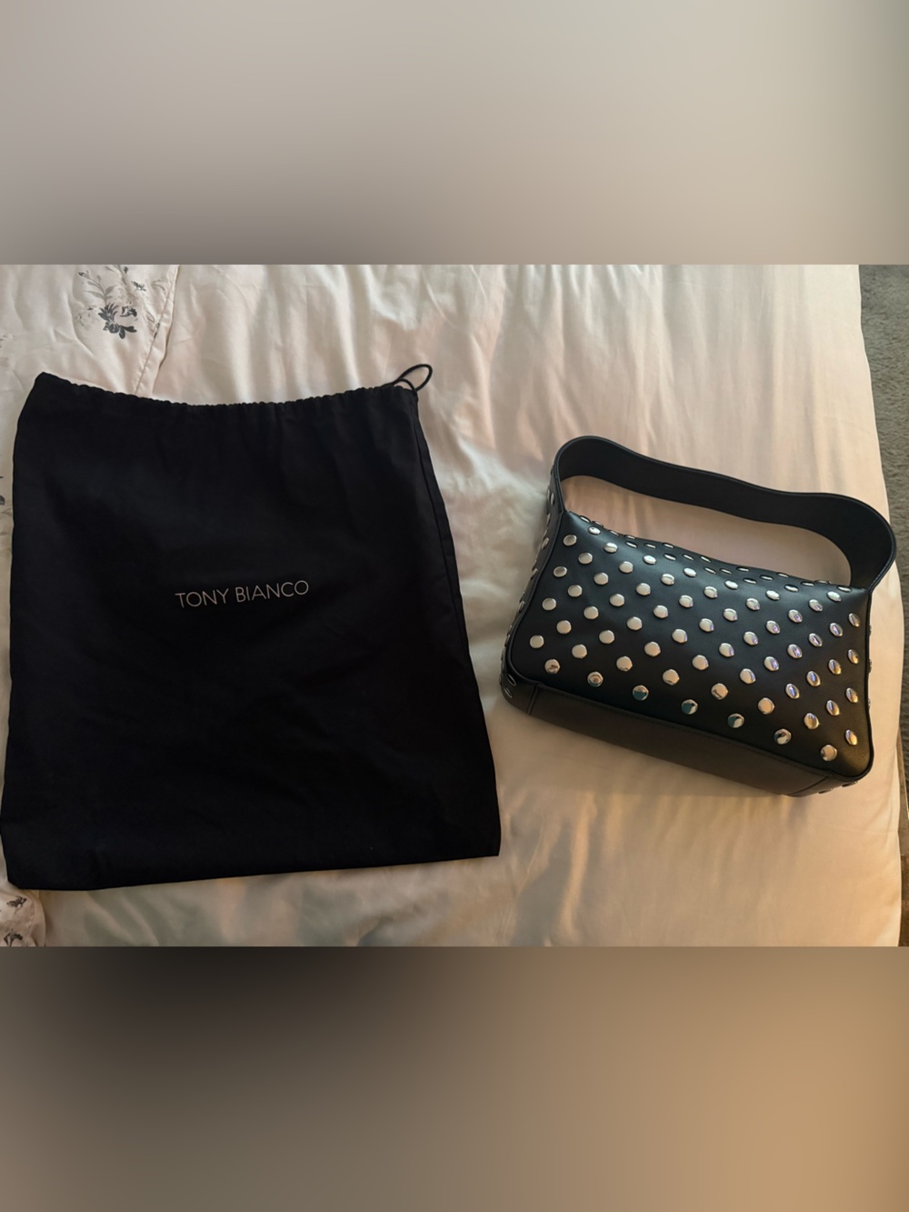 Tony Bianco Black Shoulder Bag with Silver Studs